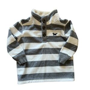 Carter’s Baby Boy Grey and White Striped Pullover Fleece | 12M